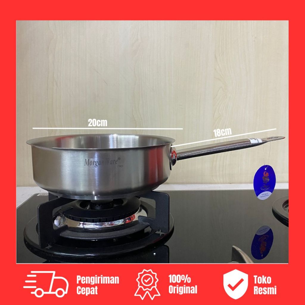 BIMA Stainless Saute Pan CDC/MWP-2901020 Diameter 20cm Saute Pan Morganware Pro Series SUS 304 Panci