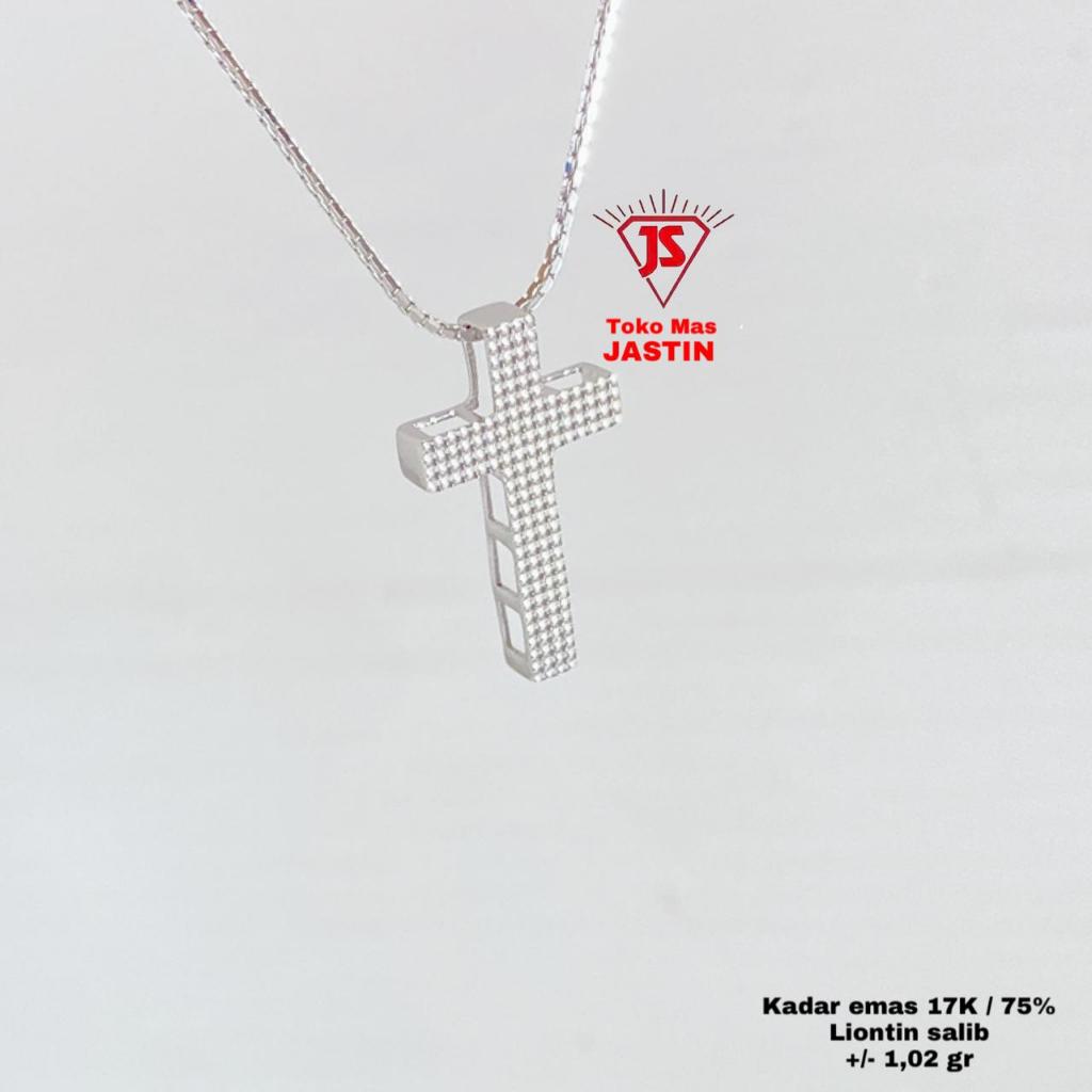 liontin new salib emas 75% /17k