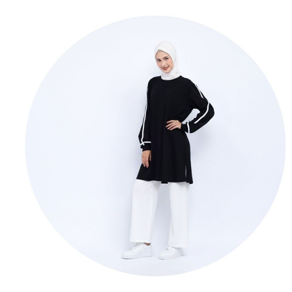 Baju Olahraga Wanita Muslimah Syari Lengan Panjang Kaos Tunik Olahraga Premium