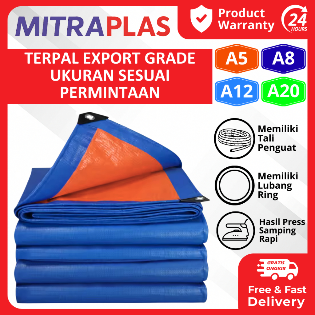 MITRAPLAS - CUSTOM TERPAL EKSPOR Terpal Korea Export Grade A20 A15 A12 A8 A5 Super Tebal 5x7 6x8 6x9