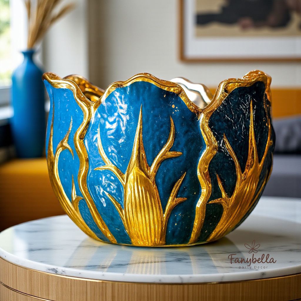 VAS BUNGA KERAMIK PORSELEN MEWAH HIJAU GOLD KERAMIK PORSELEN