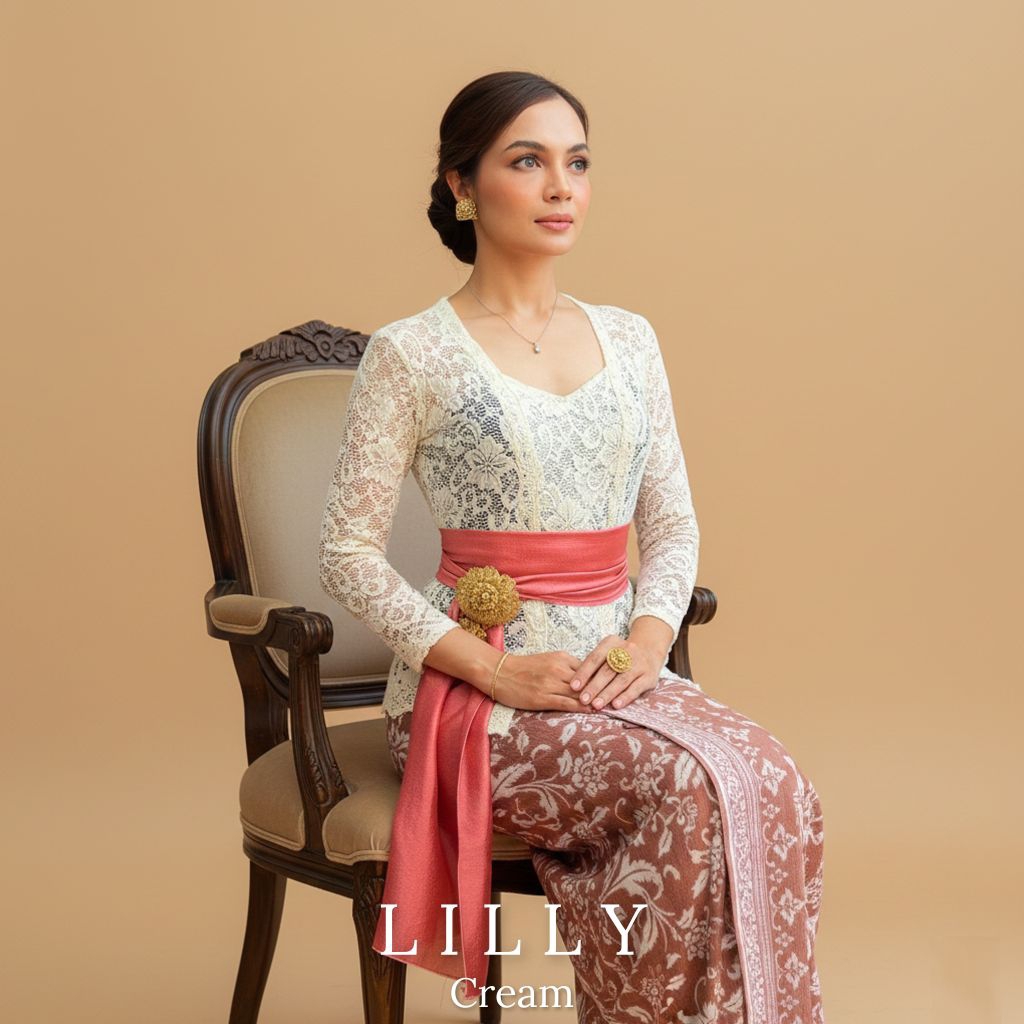 Setelan kebaya Bali Kutubaru Stretch Lengan panjang Lilly