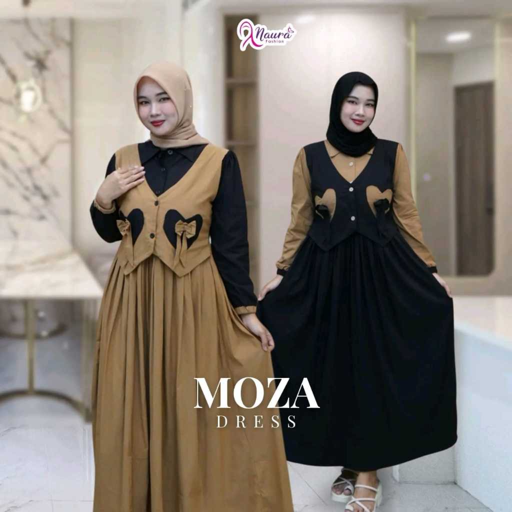 Dress ( Moza ) - Gamis Rompi Pita Love - Muslim Wanita Panjang