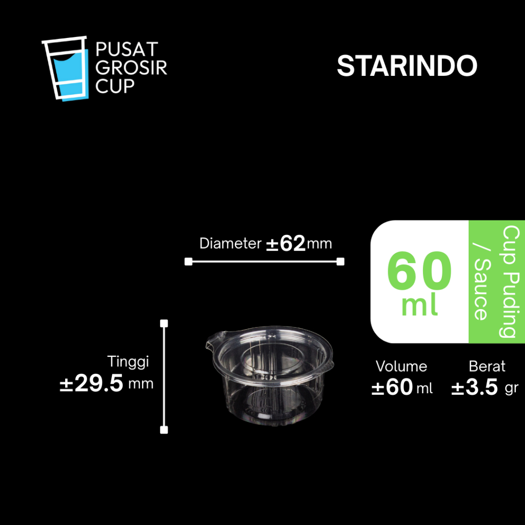 [Isi 50 pcs] STARINDO Gelas Pudding Cup Pudding 35 ml / 50 ml / 60 ml / 70 ml / 90 ml / 110 ml Kuali