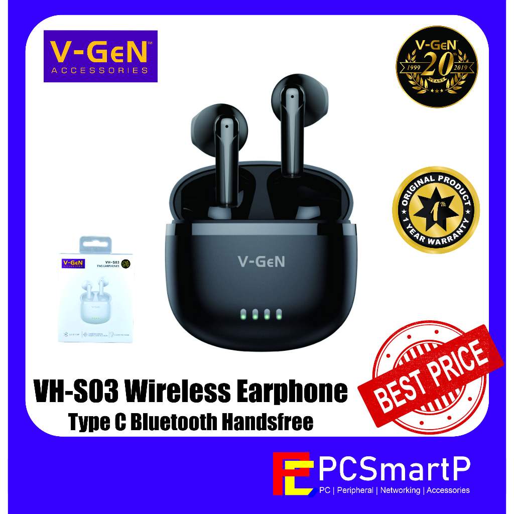 Earphone V-GeN TWS VH-S03 Wireless ENC Type C Bluetooth Handsfree VGEN