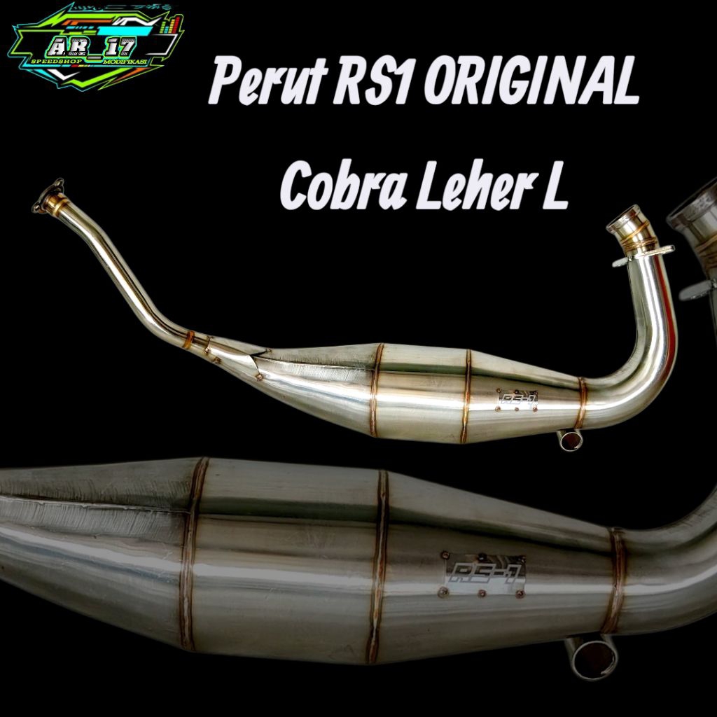 Perut Chember Cember Knalpot Motorcycle RS1 ORIGINAL Perut Stainless & Galvanis Hitam Non Cobra/Stan