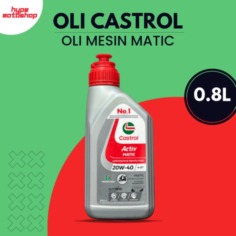 OLI CASTROL OLI MESIN MOTOR CASTROL ACTIV MATIC 20W-40 (0.8L)