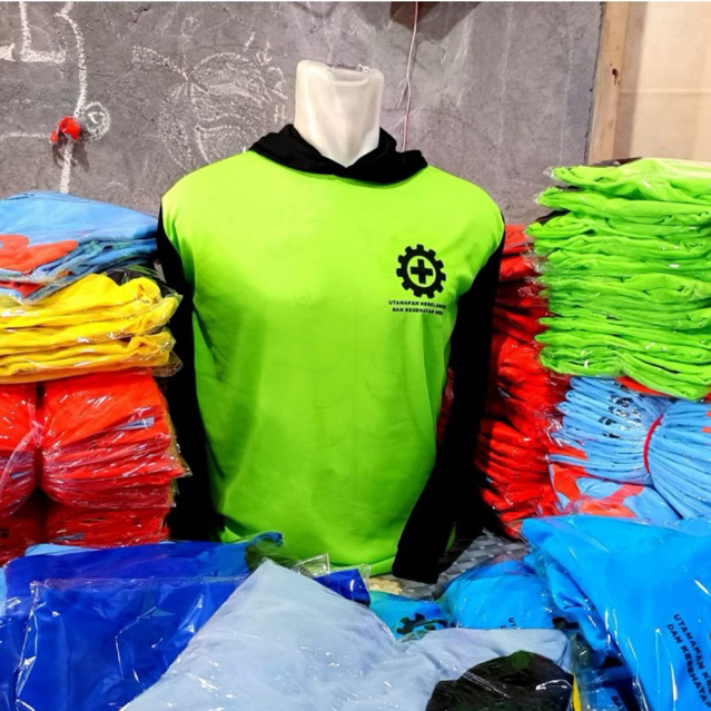 kaos promosi toko bangunan/kaos promosi kerudung kepala/kaos toko bangunan