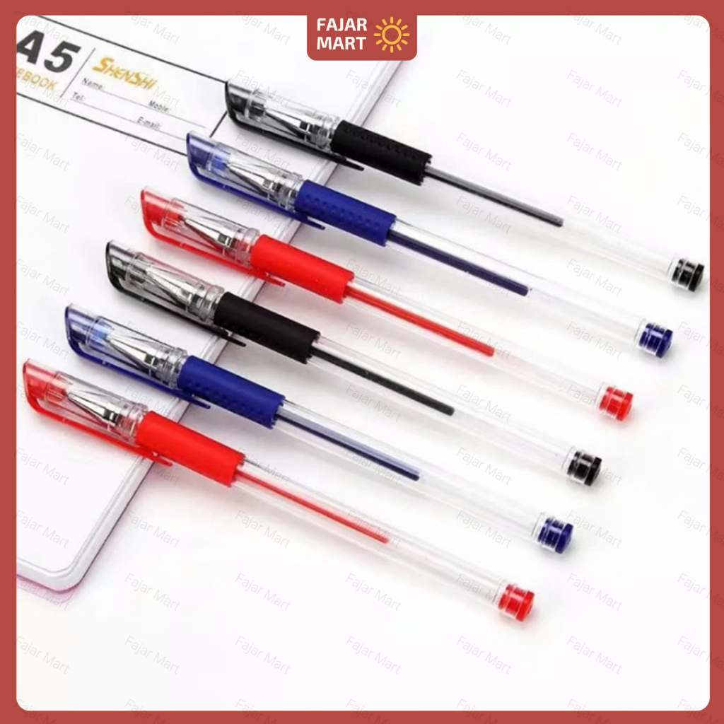 Pulpen Gel Standard Tinta Cair 3 Warna  0.5 Mm Alat Tulis Sekolah Bolpen Warna Warni