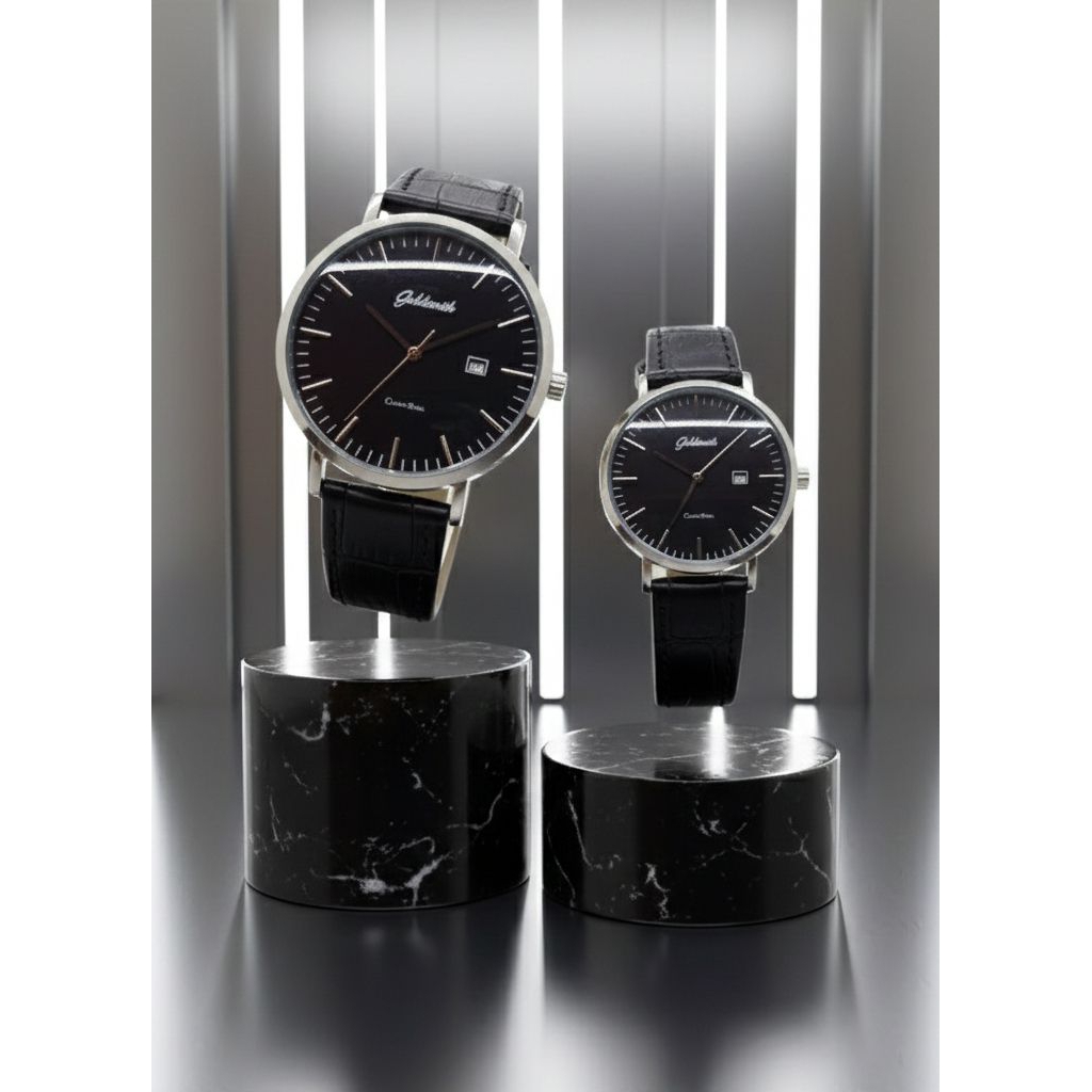 Jam Tangan Goldsmith Time 8027 / 8028 Original LTHR SS Hitam