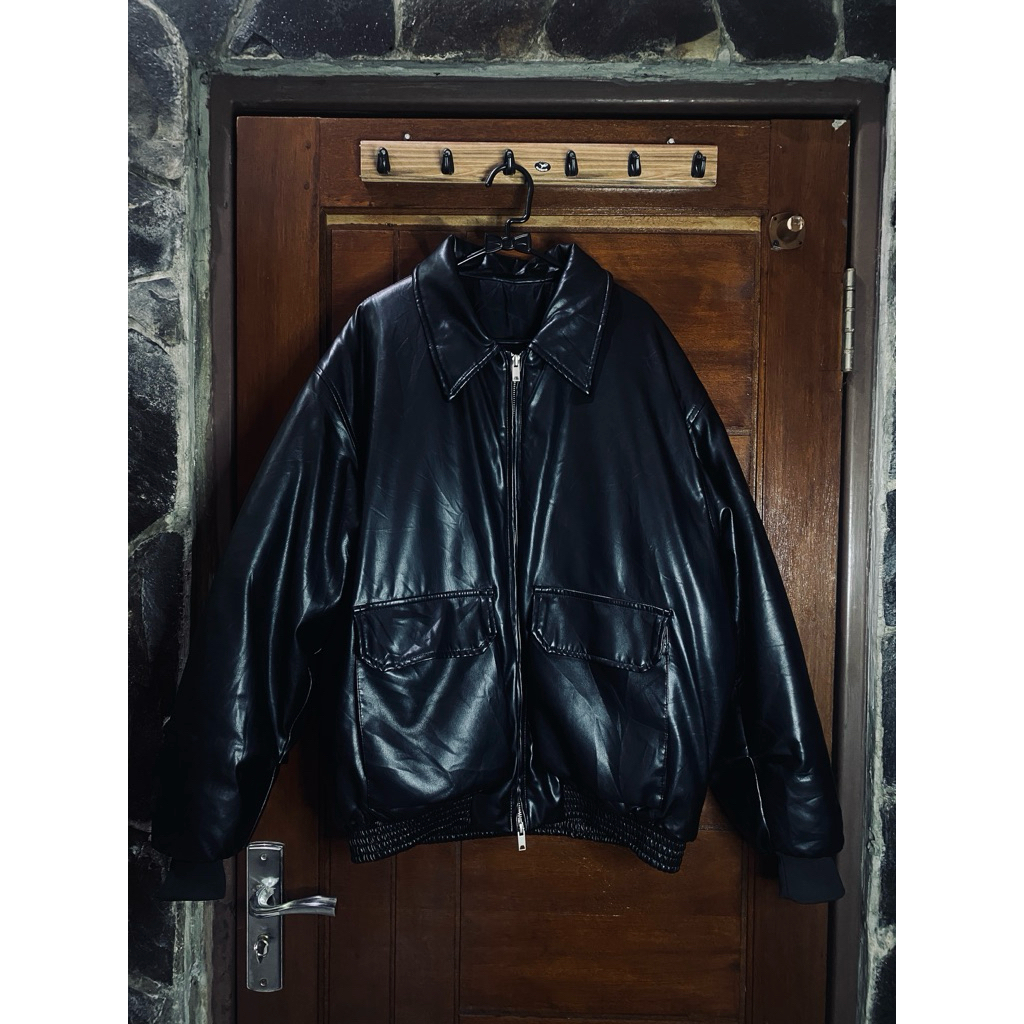 leather jacket double zipper