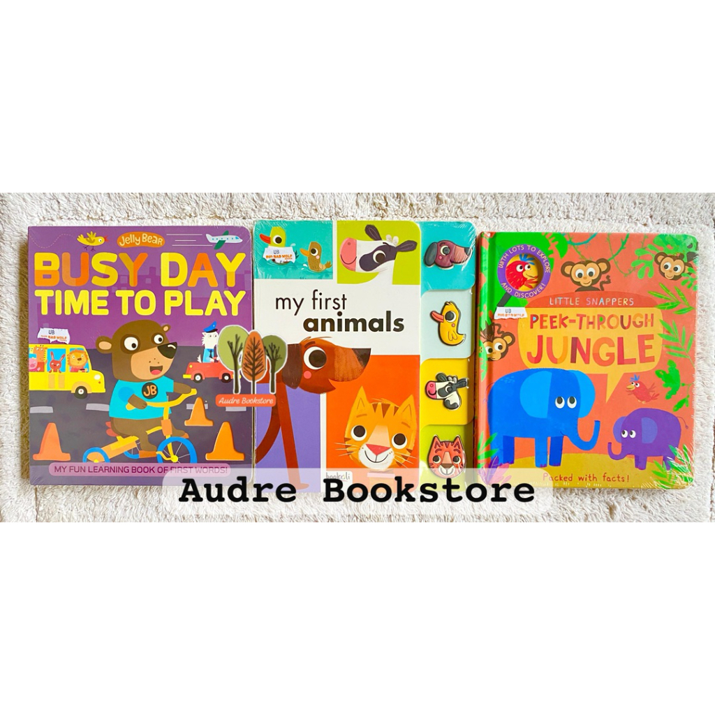 BBW ORIGINAL Boardbook My First Animals - Little Snappers Peek Through Jungle - Jelly Bear Busy Day 