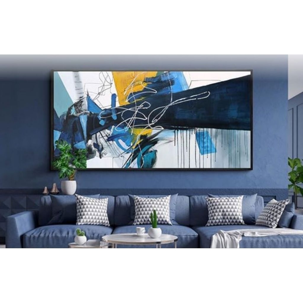 lukisan dinding abstrak modern 3D mo