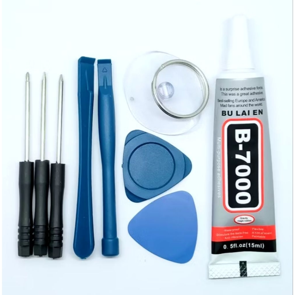 Obeng Set 8 in 1 Obeng Hp / Obeng Mini Set + Lem B7000 15ML + Lem T7000 15ML + Lem B7000 3ML