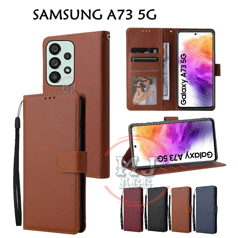 FlipCase Samsung A73 5G Leather Case Wallet Premium Casing Hp SAMSUNG A73 5G Cover Ponsel