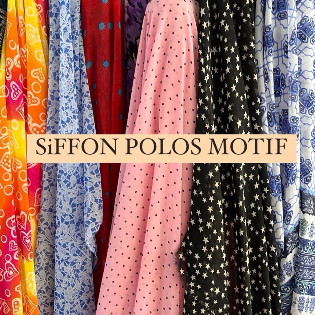 Kain Sifon Motif/Polos - Harga Per Setengah Meter (0,50 cm) - Lebar Bahan 1,5 M - Tahan lama, Baju, 