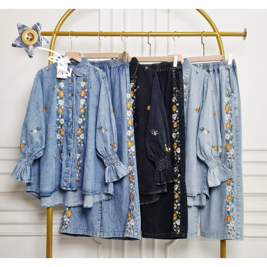 21262 Stelan KULOT ZARA JEANS BORDIR