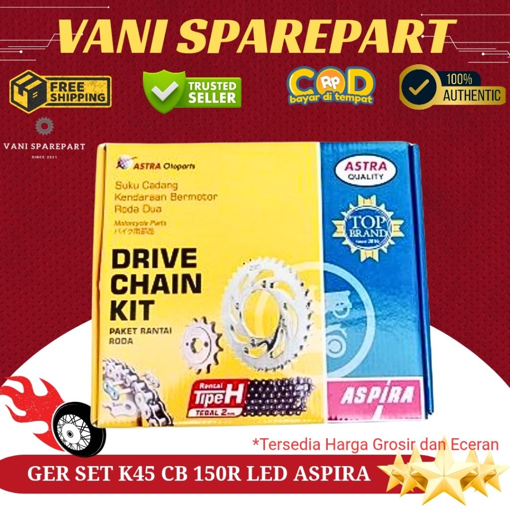 GEAR GER SET GEAR DEPAN BELAKANG RANTAI SET CB150R NEW CB150R LED K45 110 / K45 111 ASPIRA