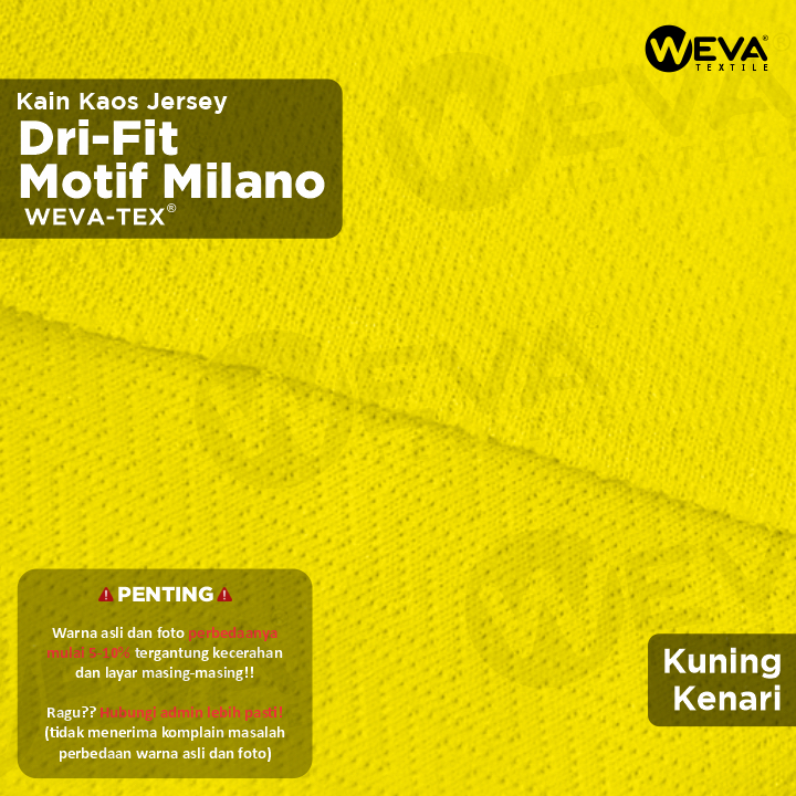 Bahan Kain Jersey Dryfit Milano Kuning Kenari Weva Textile