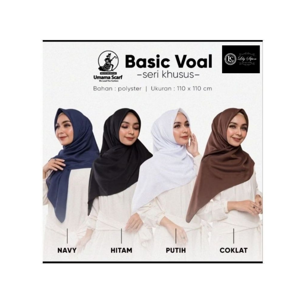 (Bisa COD) Hijab Umma Basic Voal Segi Empat/ Best Seller