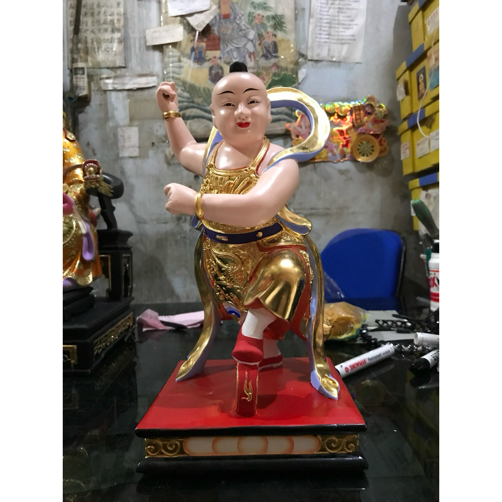 patung dewa nezha naca locia 12in bahan kayu