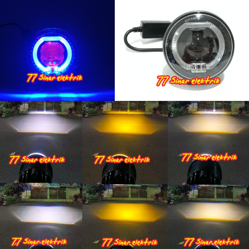 Lampu Tembak Sorot Led Biled Matrix 3 Warna Bulat A02 Ring Devil 3.5 Inch Waterproof Universal