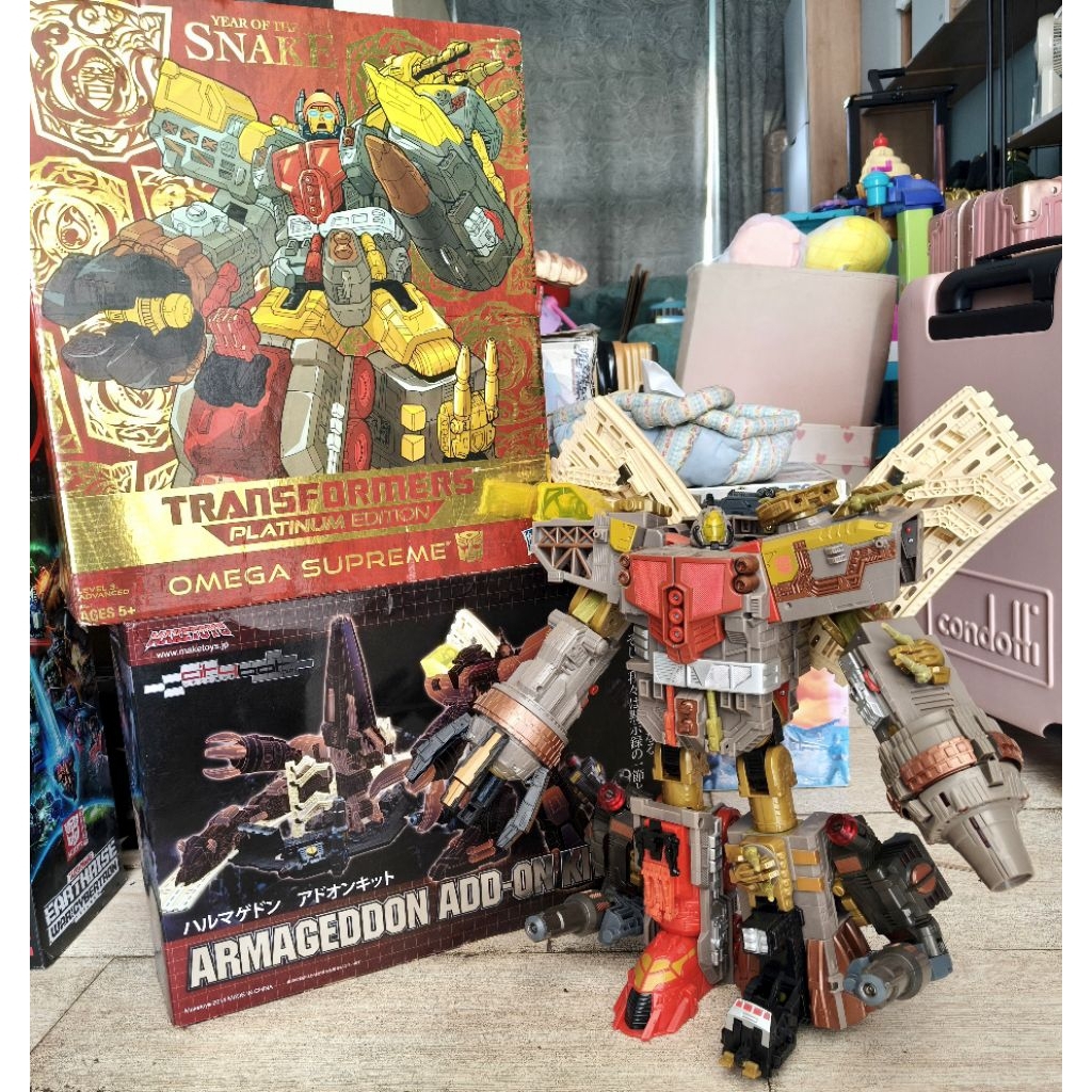 transformers platinum edition omega supreme + maketoys add on set