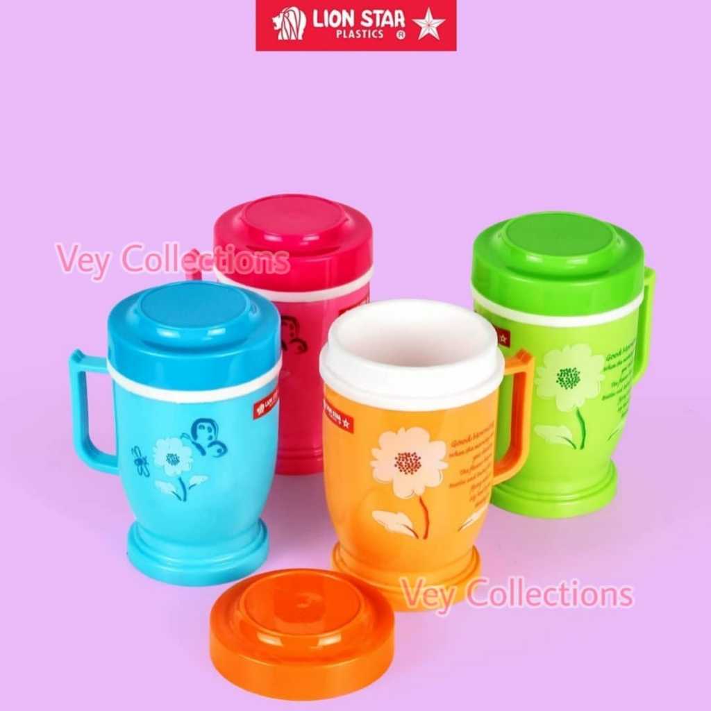 • BISA COD • LION STAR Thermo Cup Gelas Plastik + Tutup Untuk Minuman Dingin / Panas Mug Kopi Teh Si