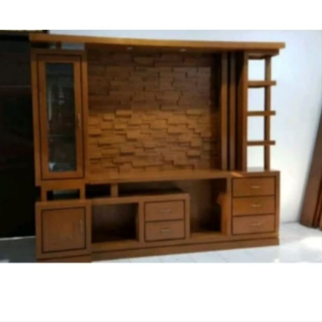 bufet partisi jati bata/bufet tv partisi minimalis jati/bufet penyekat ruangan jati