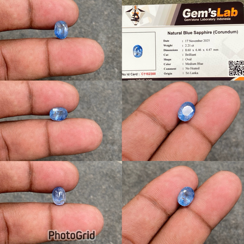 Natural Blue Sapphire Ceylon srilanka Batu Blue safir selon srilangka CT 2.21 Dim 8.60x6.46x4.47mm