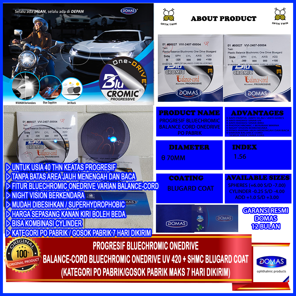 RX/GOSOK PABRIK PROGRESIF ONEDRIVE DOMAS BALANCE-CORD BLUECHROMIC ONEDRIVE BLUGARD COAT
