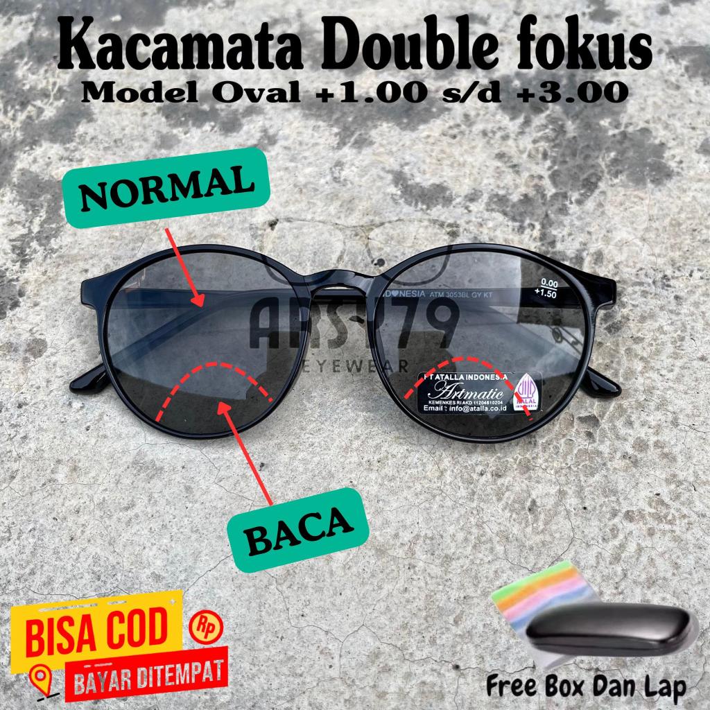 Kacamata Baca Jalan Kacamata Double Fokus Frame Hitam Lensa Hitam Kacamata Pelindung Mata