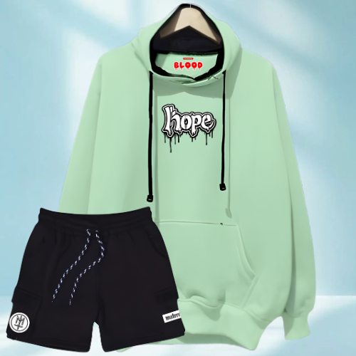 Oneset Hoodie Celana Pendek Pria Wanita Distro Stelan Sweater Celana Cargo Satu Set Hoodie+Celana Ca