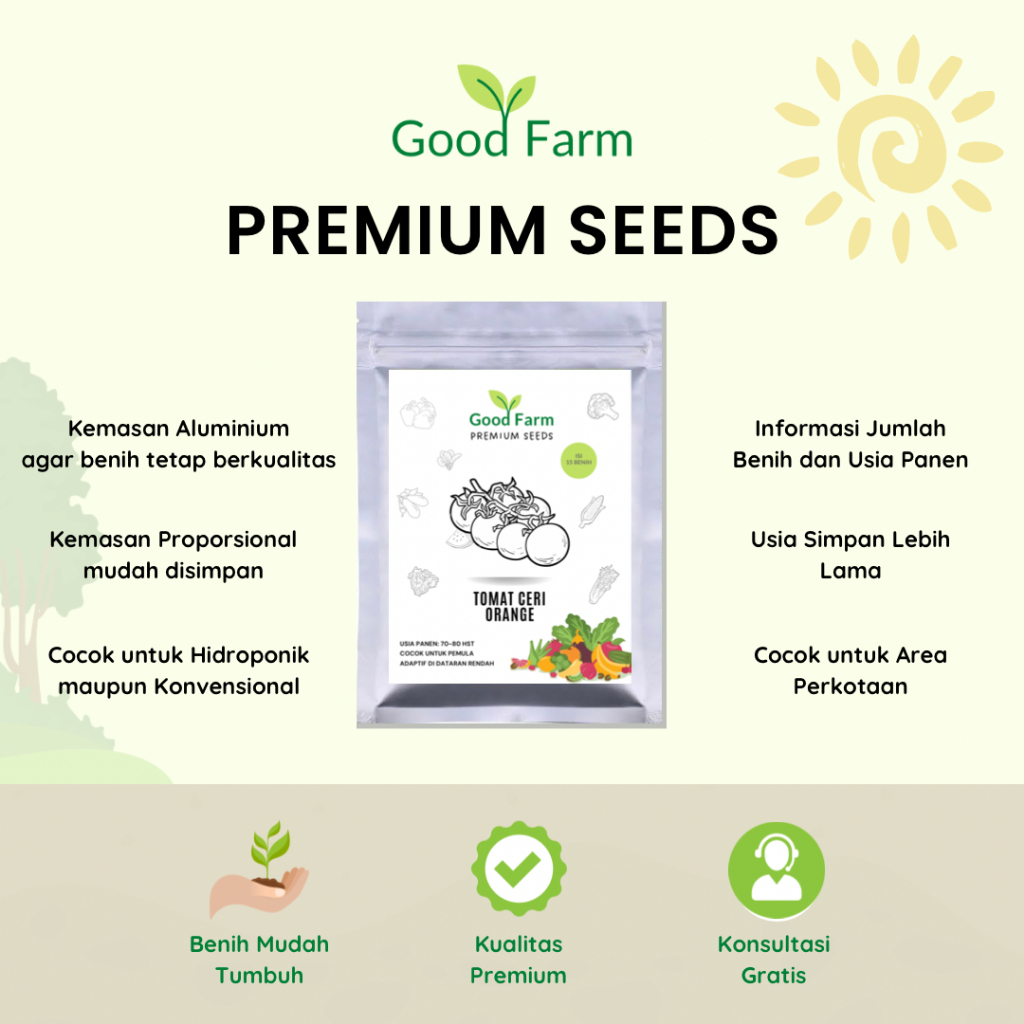 GoodFarm - Benih Tomat Ceri Orange Premium Kemasan Urban Farming