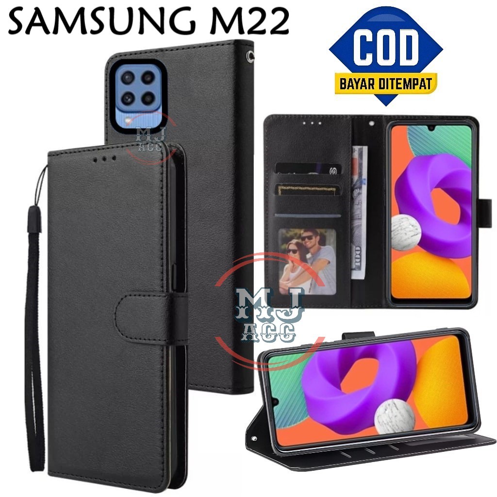 FlipCase Samsung M22 Leather Case Wallet Premium Casing Hp SAMSUNG M22 Cover Ponsel