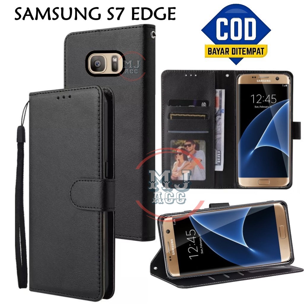 FlipCase Samsung S7 Edge Leather Case Wallet Premium Casing Hp SAMSUNG S7 EDGE Cover Ponsel