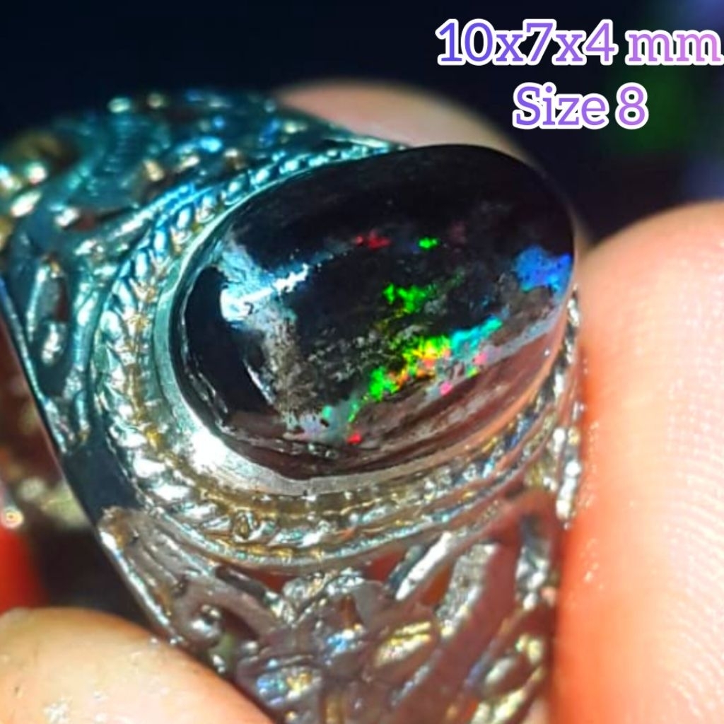 Cincin Batu Black Opal Sempur Banten Natural Jarong Bahan Ranting