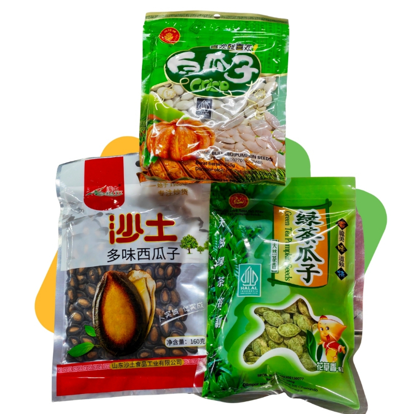 KUACI BIJI LABU / GREEN TEA PUMPKIN SEEDS / KUACI BIJI LABU PUTIH / KUACI BIJI LAGU HITAM / KUACI BI