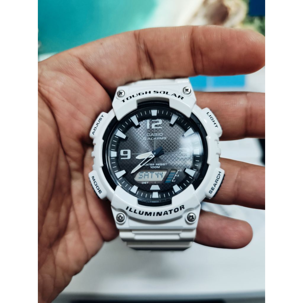 Jam Tangan Casio AQ S810 W Tough Solar Analog-Digital Rare Tenaga Matahai Original Second Fullset Mu