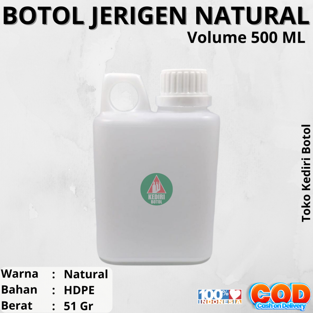 Jerigen 500ml Pendek Jerigen 1/2 Liter Jerigen 500ml Natural Jerigen 1/2 Liter Natural Bahan HDPE de