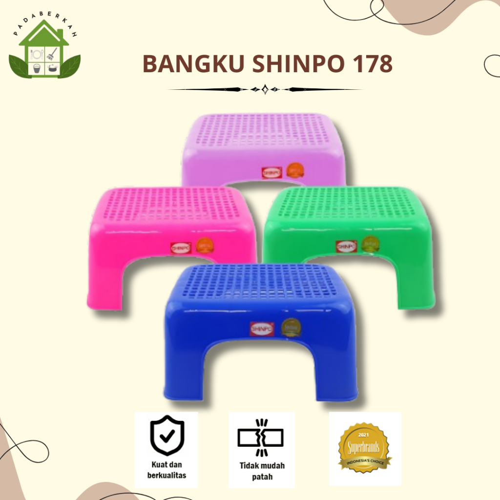Shinpo Bangku Kursi Jongkok Pendek Bangku Segi Mundo Kursi Jojodog Plastik Shinpo SIP 178