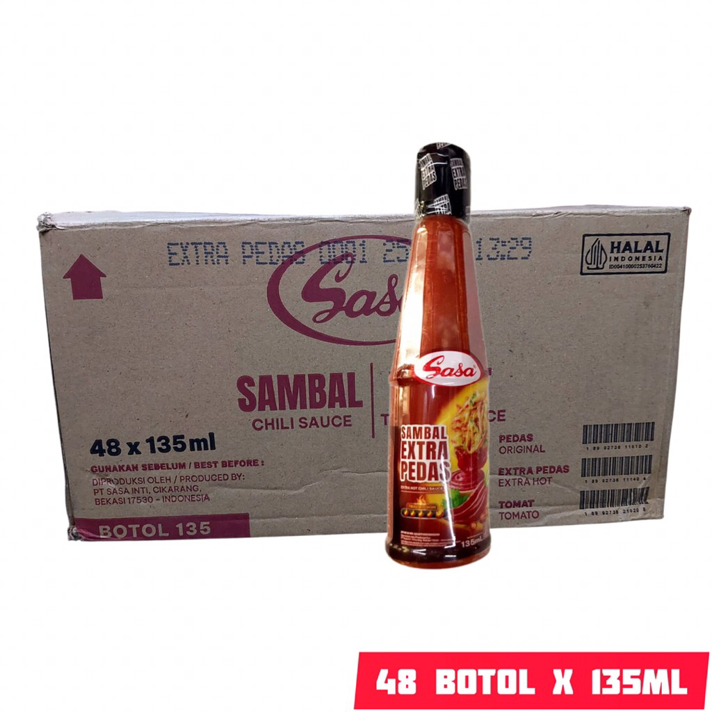 Grosir 48 Botol Sambal Extra Pedas Sasa 135ml Chili Sauce Botol Saos Kartonan