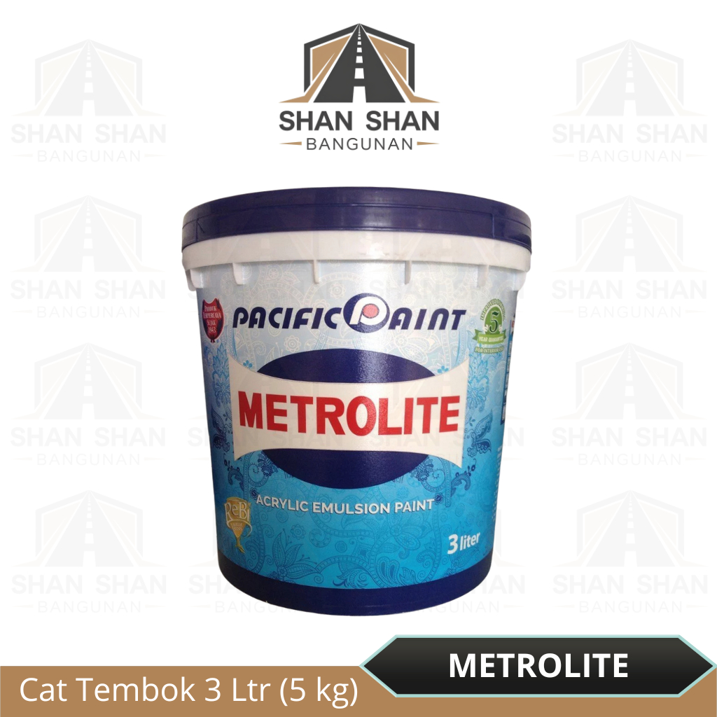 Cat Tembok Metrolite 3 Liter (5 kg) / Cat Dinding Putih & Putih Biru 3L / Cat Tembok Interior 5 Kg