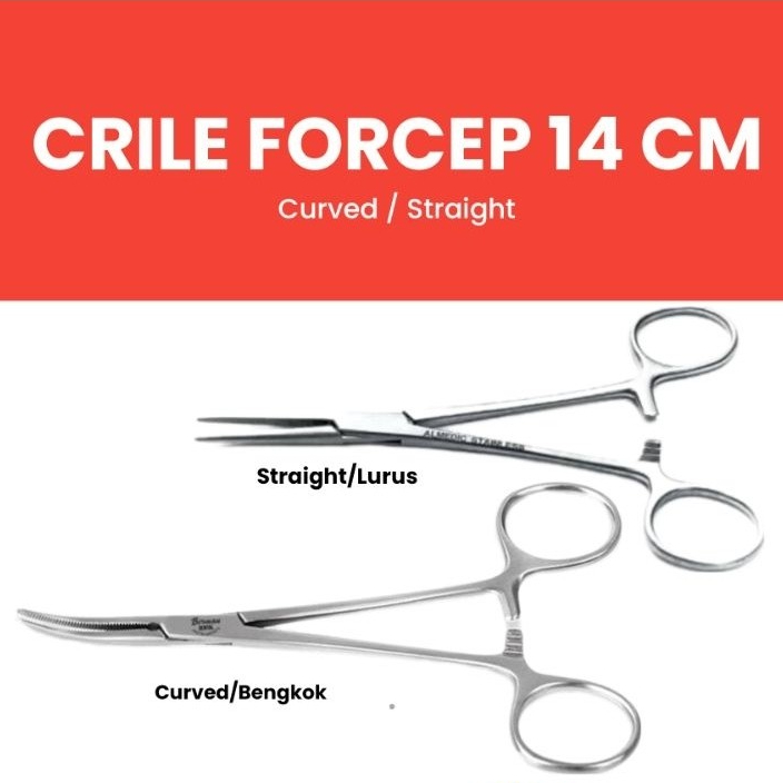 WD Crile Haemostatic Forcep Lurus/ Bengkok Crile Forcep 14 Cm Instrumen