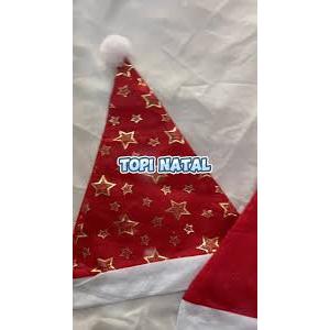 TOPI NATAL MERAH MOTIF BINTANG