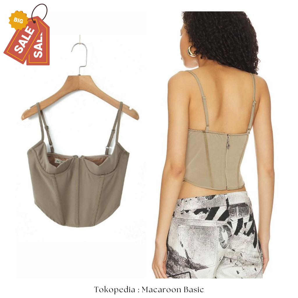 SALE - Summer Top - Khaki Sexy Top - Sexy Crop Tank Top Wanita