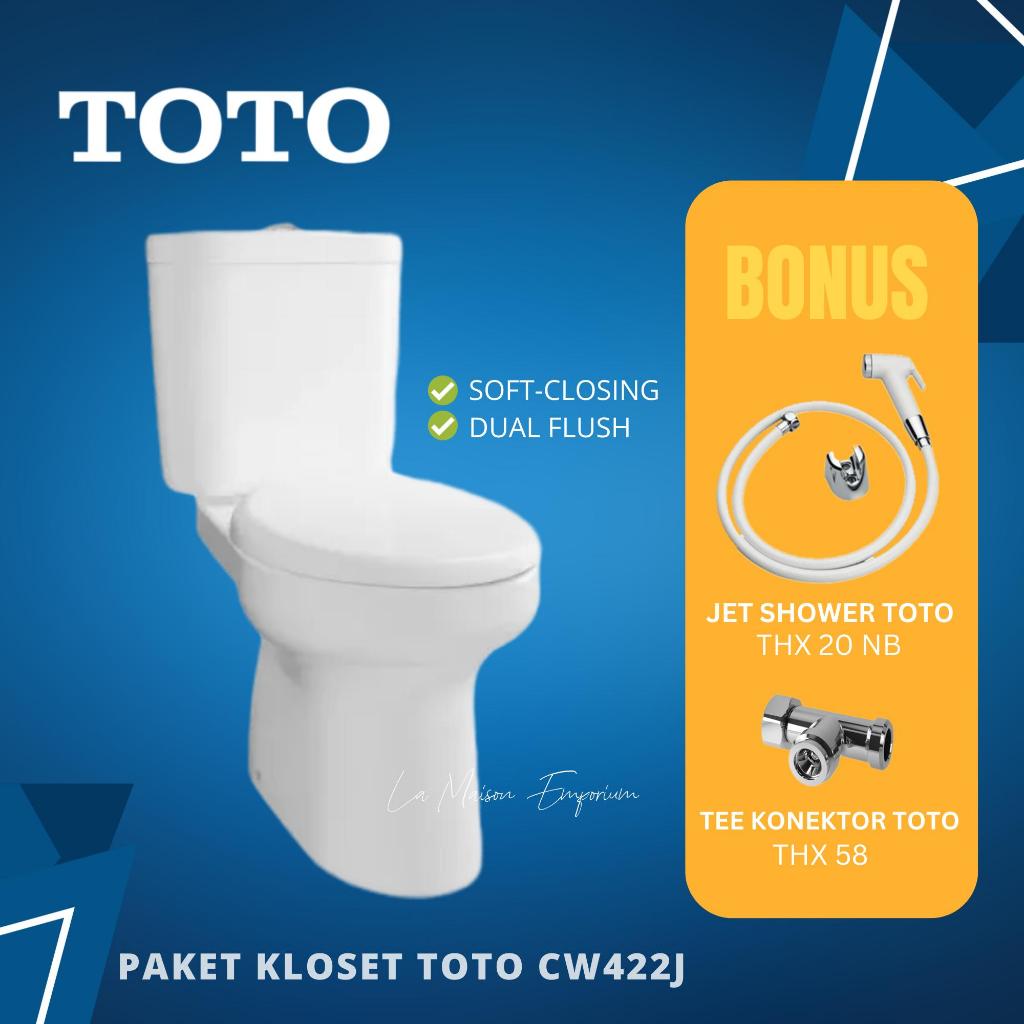Kloset TOTO CW422J Tutup Pelan Soft Closing / Kloset Duduk TOTO 422 Original +Jet Shower / Semprotan
