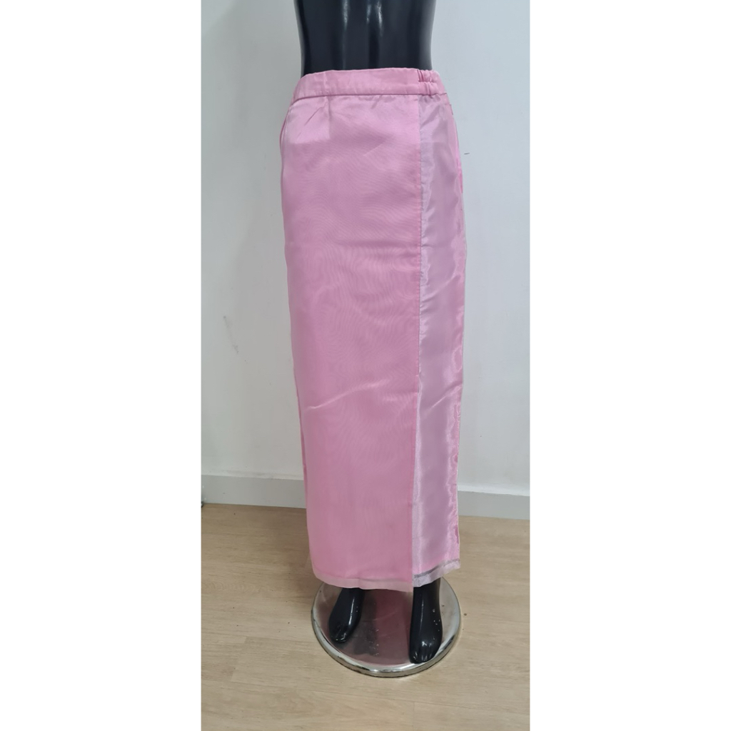 Rok organza pink premium, rok melayu, rok organza premium