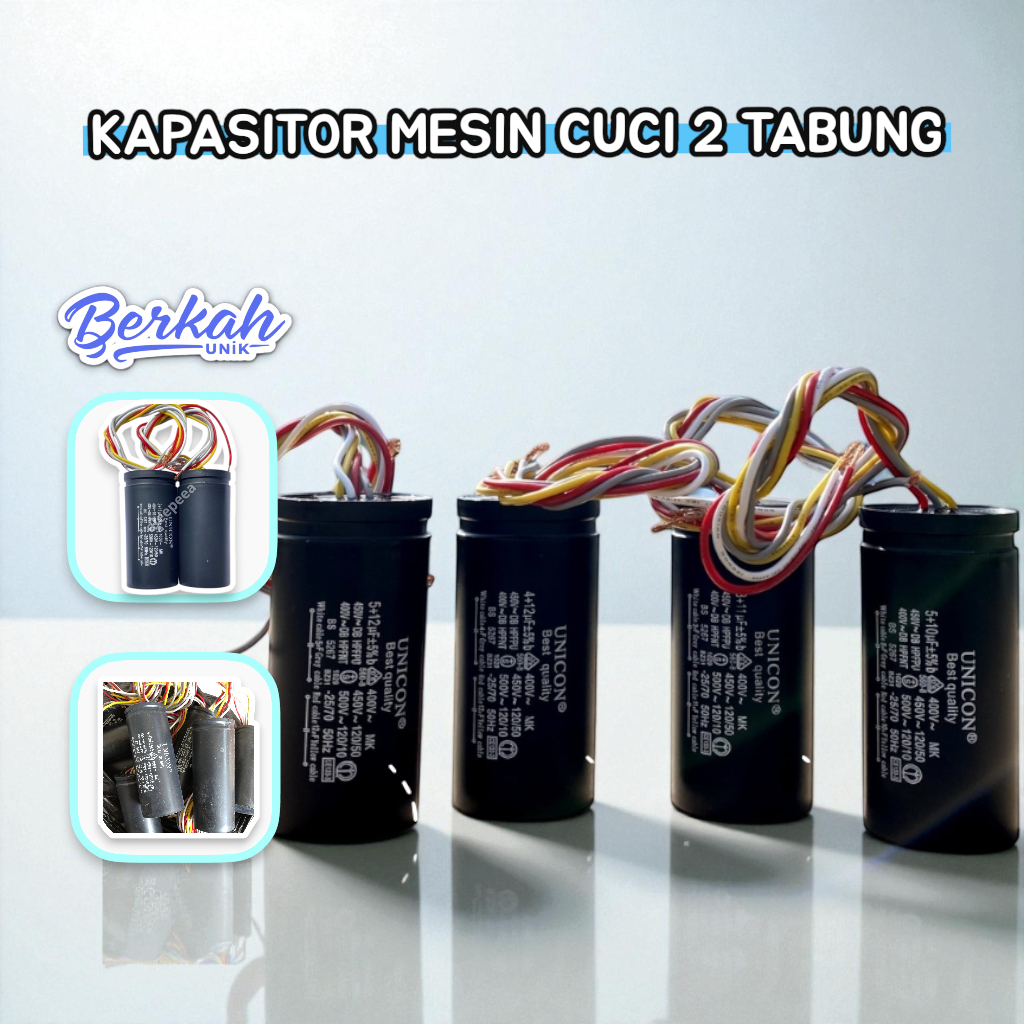 [Berkah.unik] Kapasitor Mesin cuci 2 tabung - Kapasitor mesin cuci universal 2 tabung - Kapasitor me