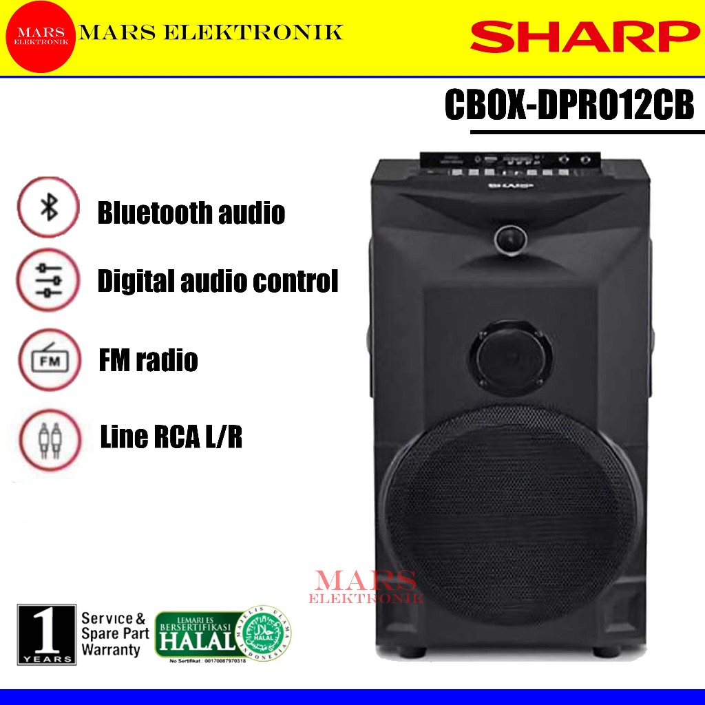 SPEAKER SHARP ACTIVE CBOX-DPRO12CB - BIG WOOFER 12" - BLUETOOTH - PENGERAS SUARA SHARP CBOX D PRO 12